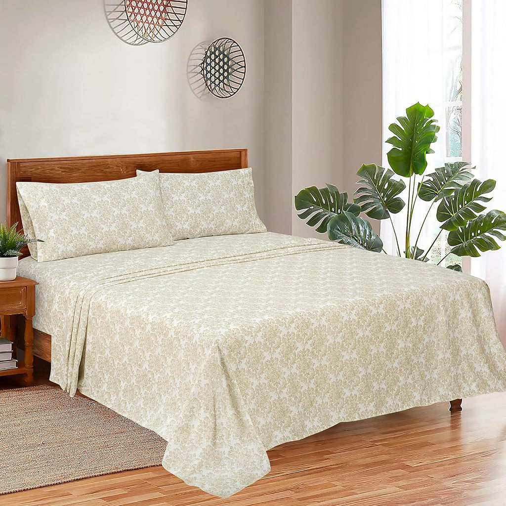 Royalelinens ROYALE LINENS 300 Thread Count 100% Long Staple Combed Cotton Sheet Set - 4 Piece King Bed Sheets - 1 Fitted, 1 Flat & 2 Pillo…
