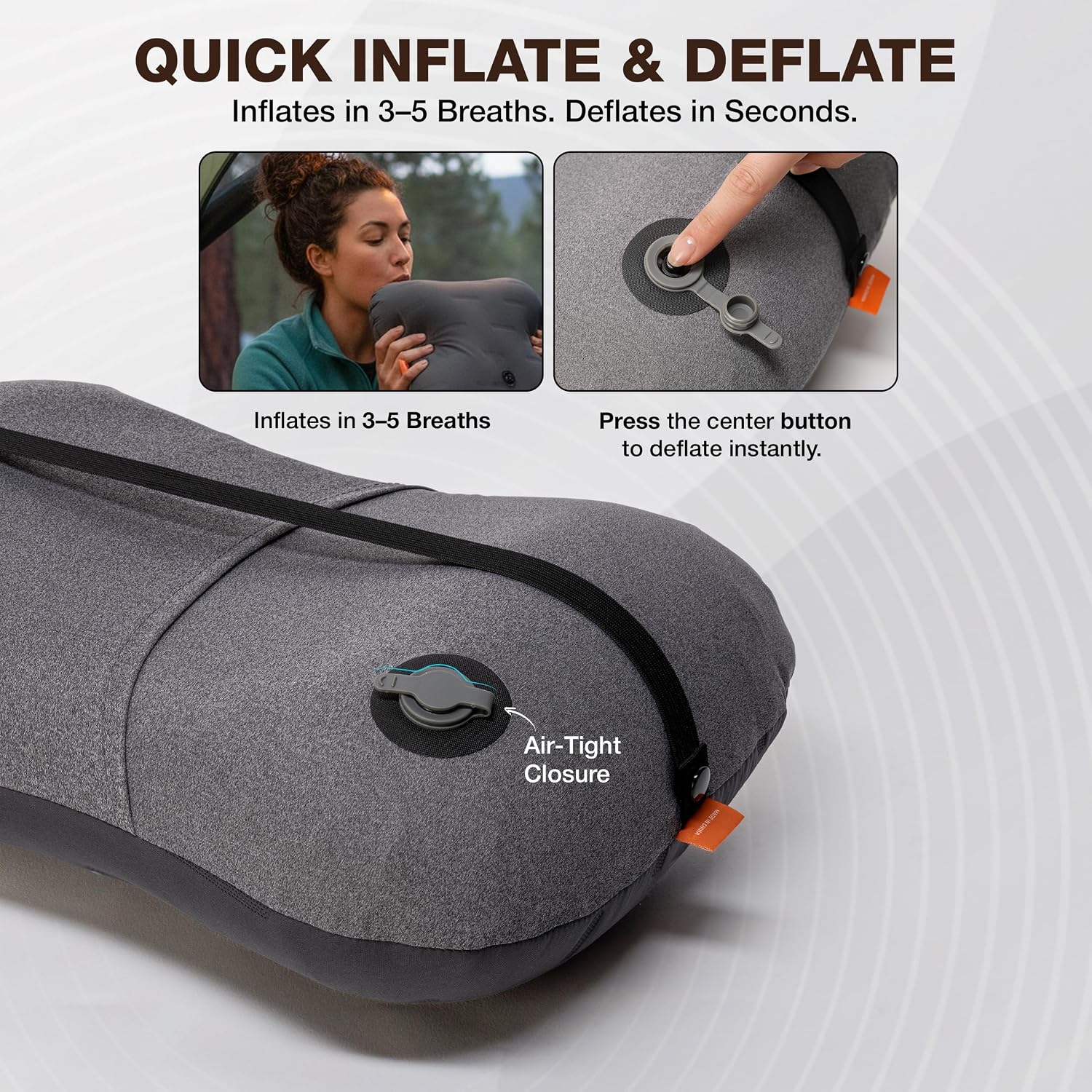 Inflatable Camping Pillow - Ultralight Compact Air Pillow for Travel, Backpacking & Hiking - Ergonomic Neck & Lumbar Support - Portable…