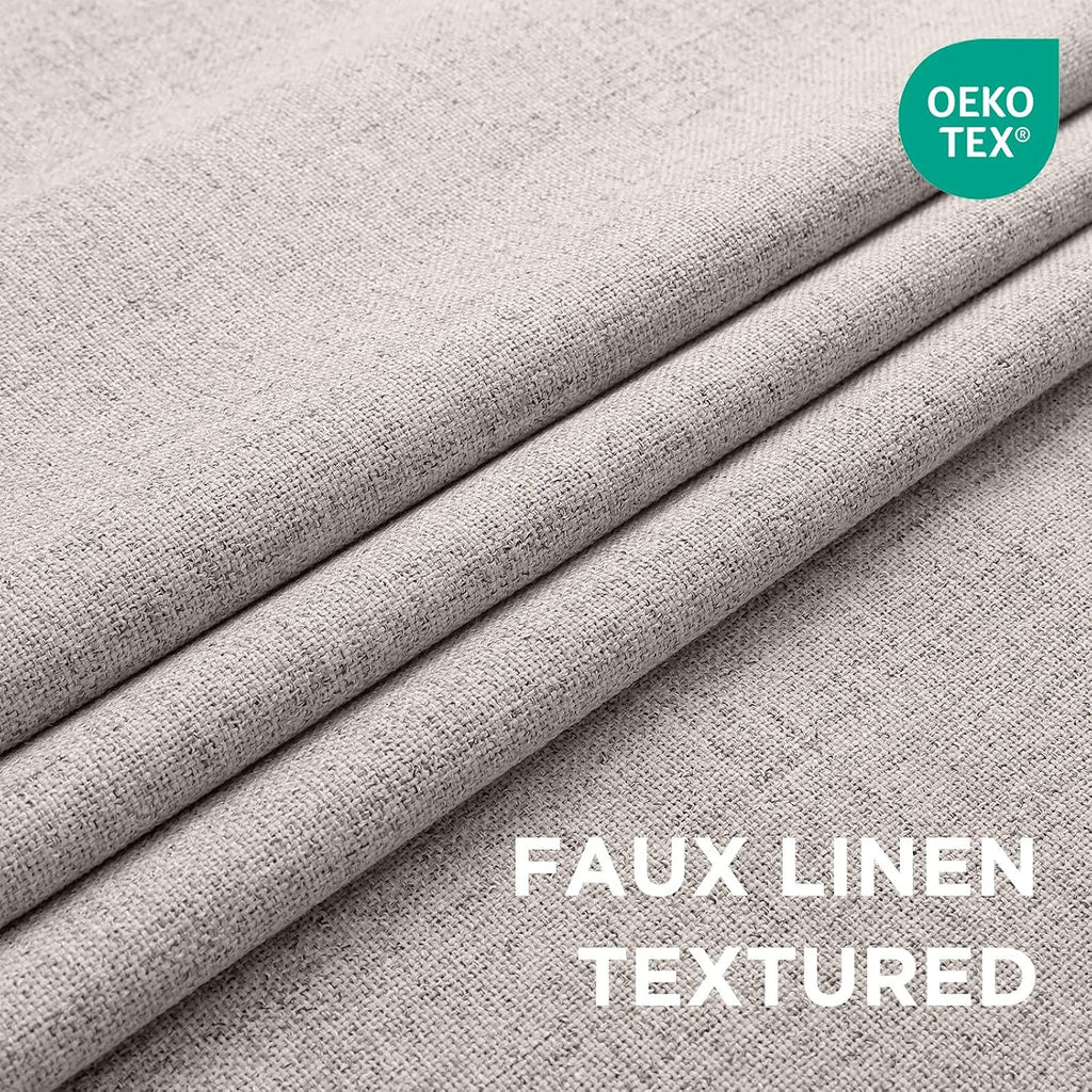 Cucraf 100% Blackout Curtains 63 inches Length 2 Panels Set, Room Darkening Linen Textured Curtain Grommet for Bedroom Living Room, Light B…