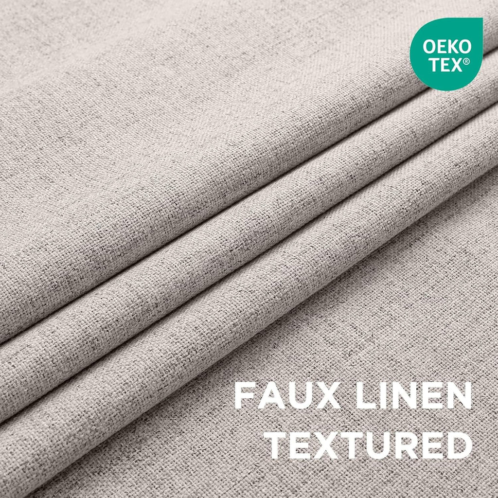 Cucraf 100% Blackout Curtains 96 inches Length 2 Panels Set, Room Darkening Linen Textured Curtain Grommet for Bedroom Living Room, Light B…