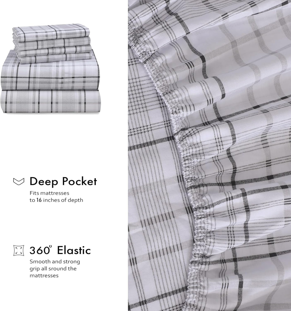 Ruvanti 100% Cotton Percale Sheets King Size 6 Piece Set, Cooling Bed Sheets for Hot Sleepers, Deep Pocket 16”, Breathable Lightweight & Du…