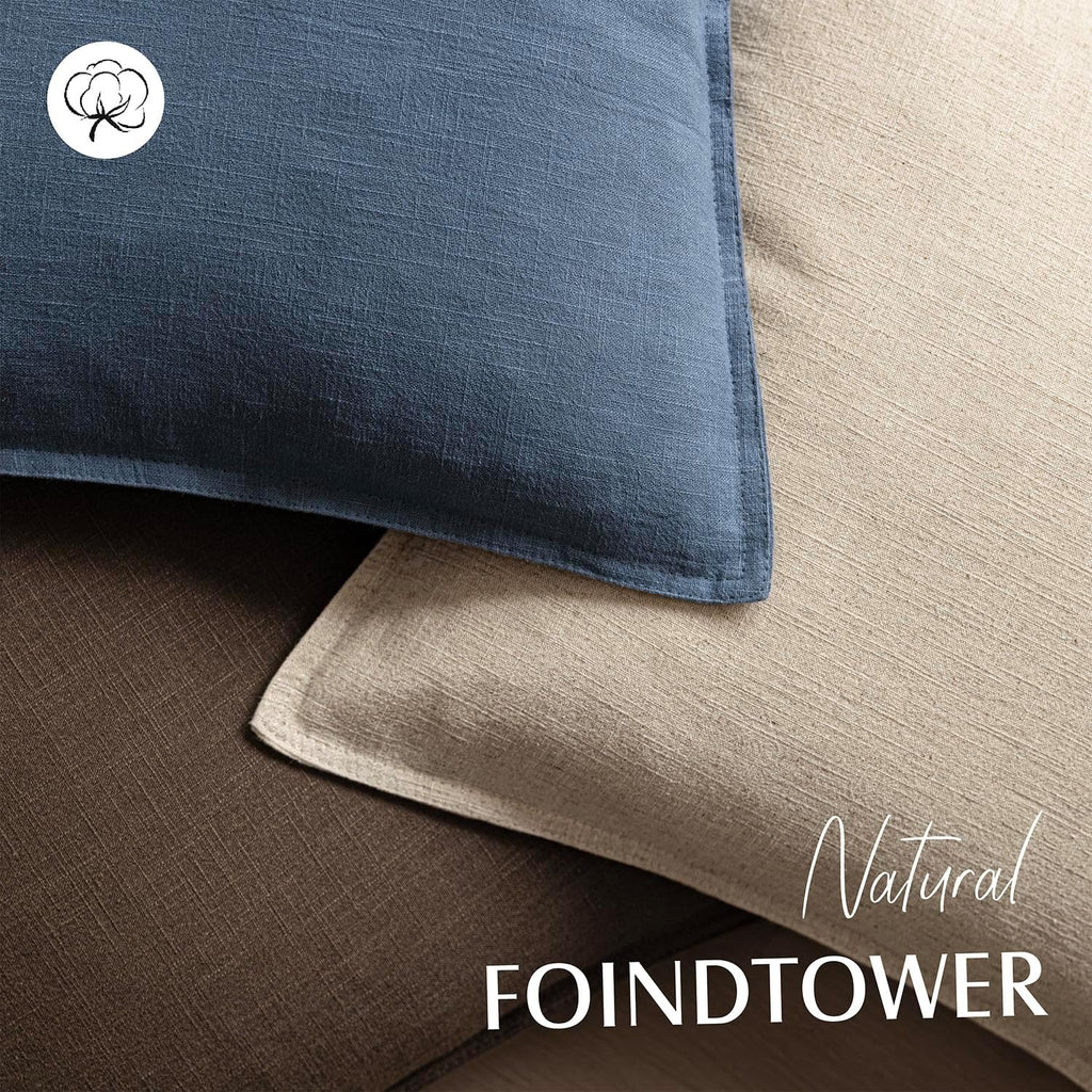 Foindtower Pack of 2, Decorative Linen Soild Throw Pillow Covers Soft Accent Euro Cushion Case Farmhouse Neutral Pillowcase for Chair…