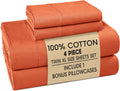 Casa Platino 100% Cotton Sheets Twin XL Size Set - 4 Pieces (1 Flat, 1 Fitted, 2 Pillowcases) - Soft, Breathable & Cooling Percale Bed…