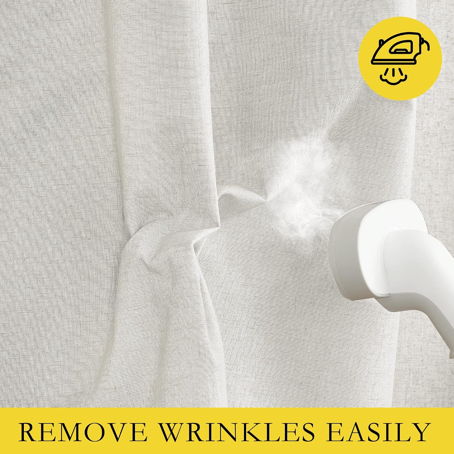 NICETOWN Extra Long Linen 100% Blackout Curtains 108 inches Length 2 Panels Set with Thermal Insulated Liners, Ivory, 62" Width…