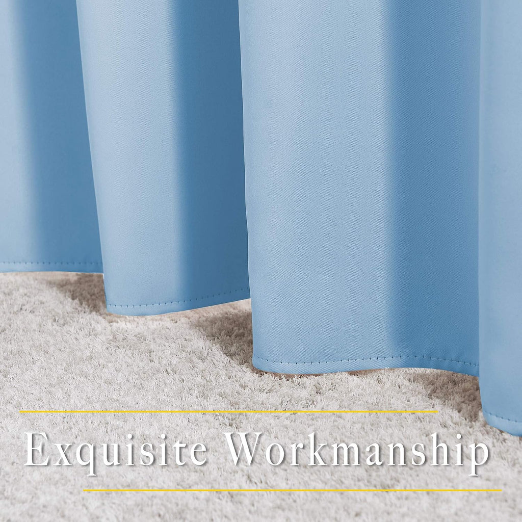 Nicetown Sky Blue Blackout Curtains - Home Decor Window Treatment Ring Top Blackout Draperies Curtains for Living Room (2 Panels, 52 by 84,…