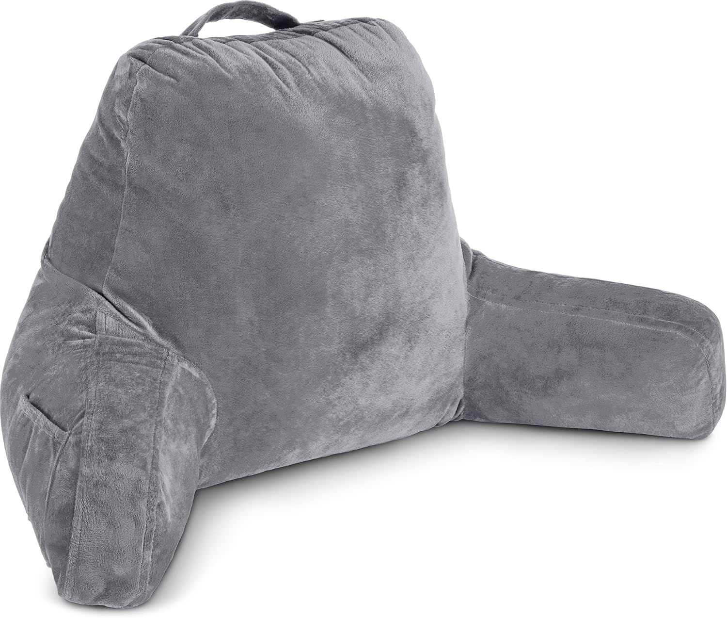 HusbandPillow Husband Pillow Dark Grey, Standard+ Original Reading Pillow in Bed Rest Chair, Shredded Memory Foam Large Lounge Cushion Adul…