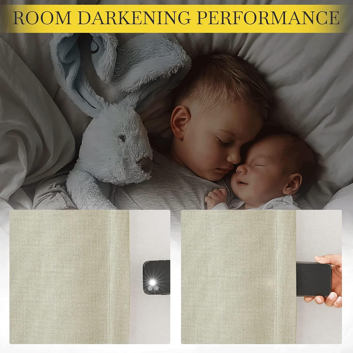 Nicetown Room Darkening Bedroom Curtains 84 inches Long, Pinch Pleated Curtains Faux Linen Blend Light Blocking Noise Canceling Thermal Dra…
