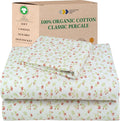 CaliforniaDesignDen California Design Den Twin Floral Sheet Set, 100% Organic Cotton Percale Sheets, Deep Pocket Twin Sheets & Pillowcase S…