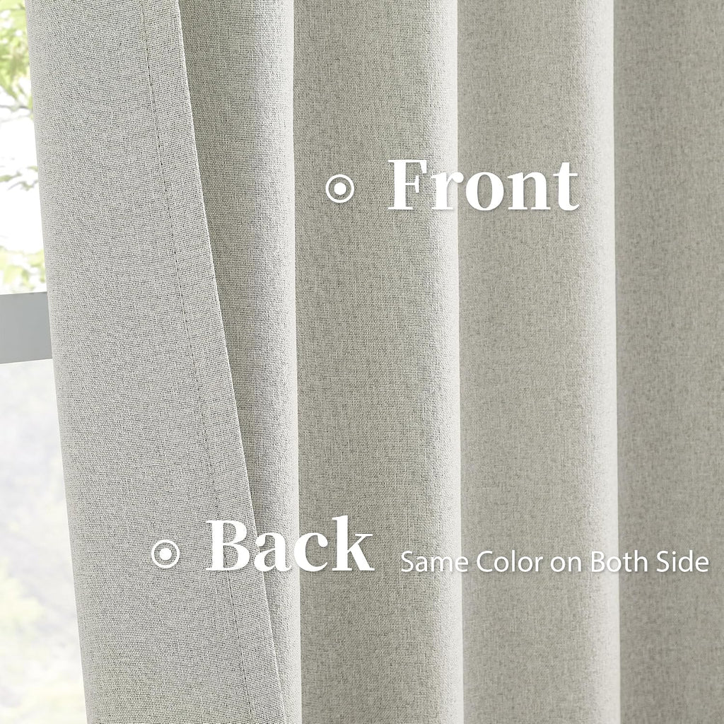 Keqiaosuocai Greyish Beige Blackout Curtains 100 Inches Long 2 Panels Back Tab Pocket Hook Belt Full Black Out Thermal Insulated Boho Windo…