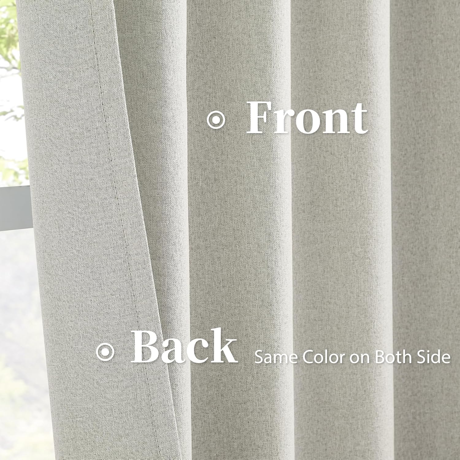 Keqiaosuocai Greyish Beige 100% Blackout Linen Curtains, Completely Thermal Insulated Window Treatment Panels for Bedroom Nursery Hook Belt…