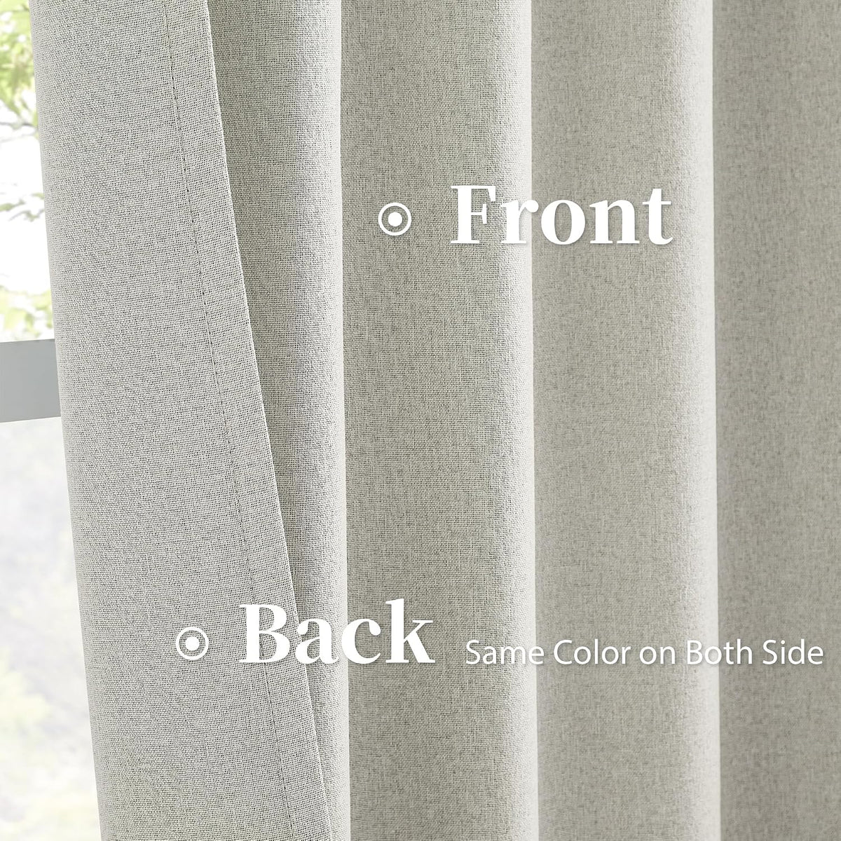 Keqiaosuocai 96 Inch Linen Textured Curtains 2 Panels Set, Greyish Beige Blackout Curtains for Dining Living Room, Back Tab Loop Pleated Tr…