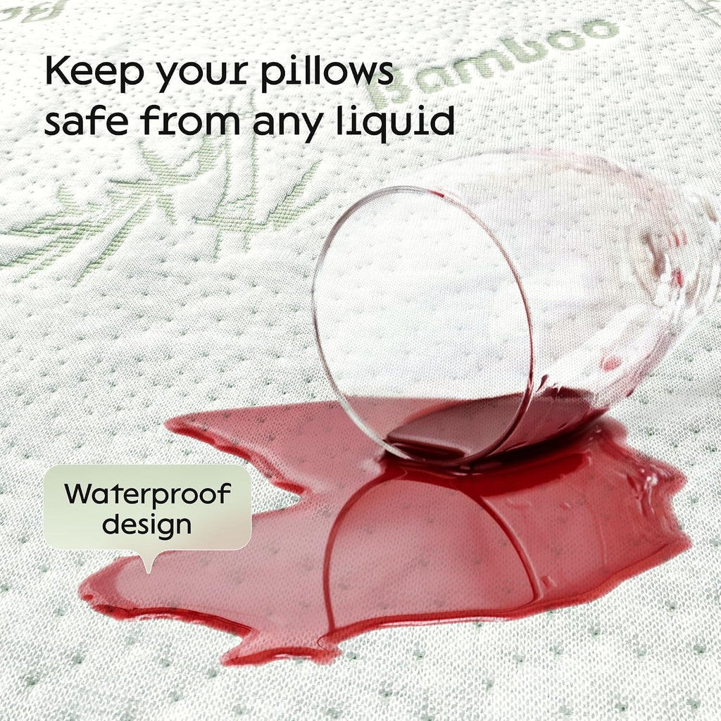 100% Waterproof Pillow Protectors Standard 20x26 Pair Zippered Pillow Case, Pillow Cover, Guaranteed Noiseless Pad, Ultra Plush Absorbent…