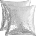 uxcell 2 Pcs Silver Tone Sequin Throw Pillow Covers, Shiny Sparkling Comfy Satin Sequin Cushion Covers, Decorative Pillowcases for…