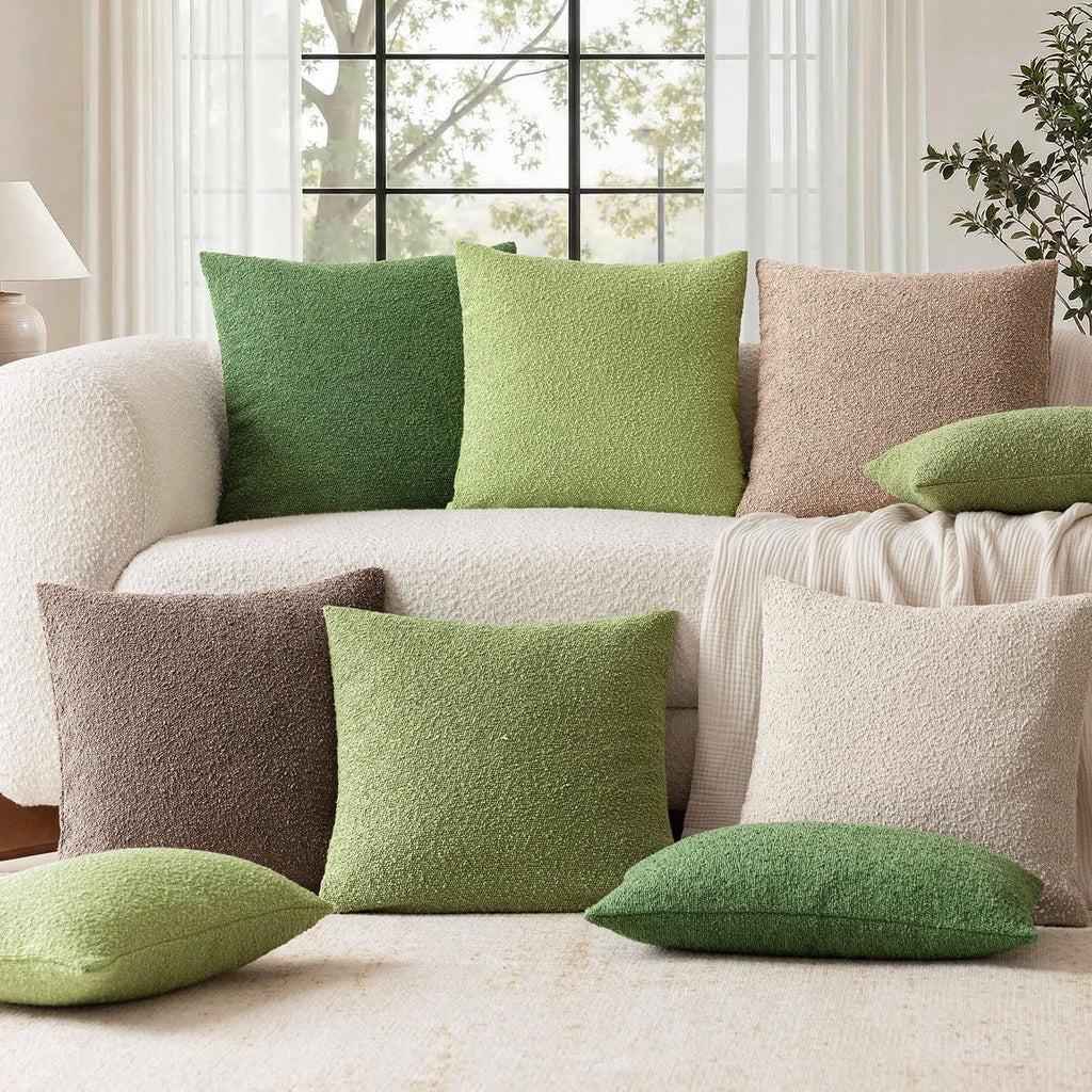 Foindtower Decorative Textured Boucle Throw Pillow Covers Accent Solid Pillow Cases Neutral Soft Cozy Couch Cushion Case for Chair Sofa…