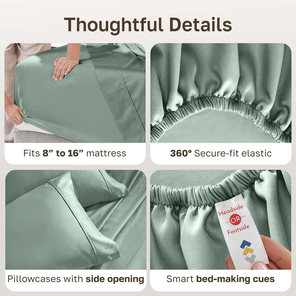 CaliforniaDesignDen California Design Den Soft 100% Cotton Bed Sheets Queen Size Set, 400 Thread Count Good Housekeeping Award Winner, Silk…