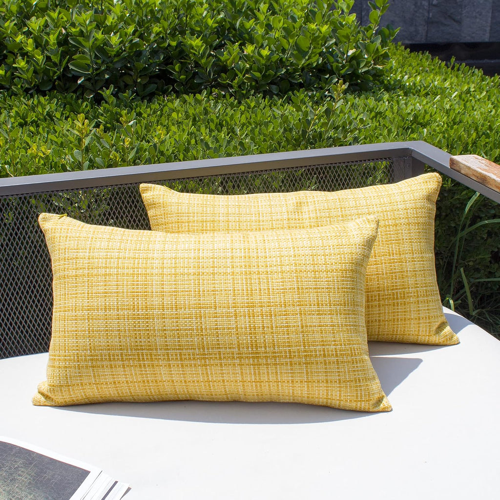 Kevin Textile Pack of 2 Decorative Outdoor Waterproof Throw Pillow Covers Lumbar Pillowcases Modern Cushion Cases for Patio Couch Bench…