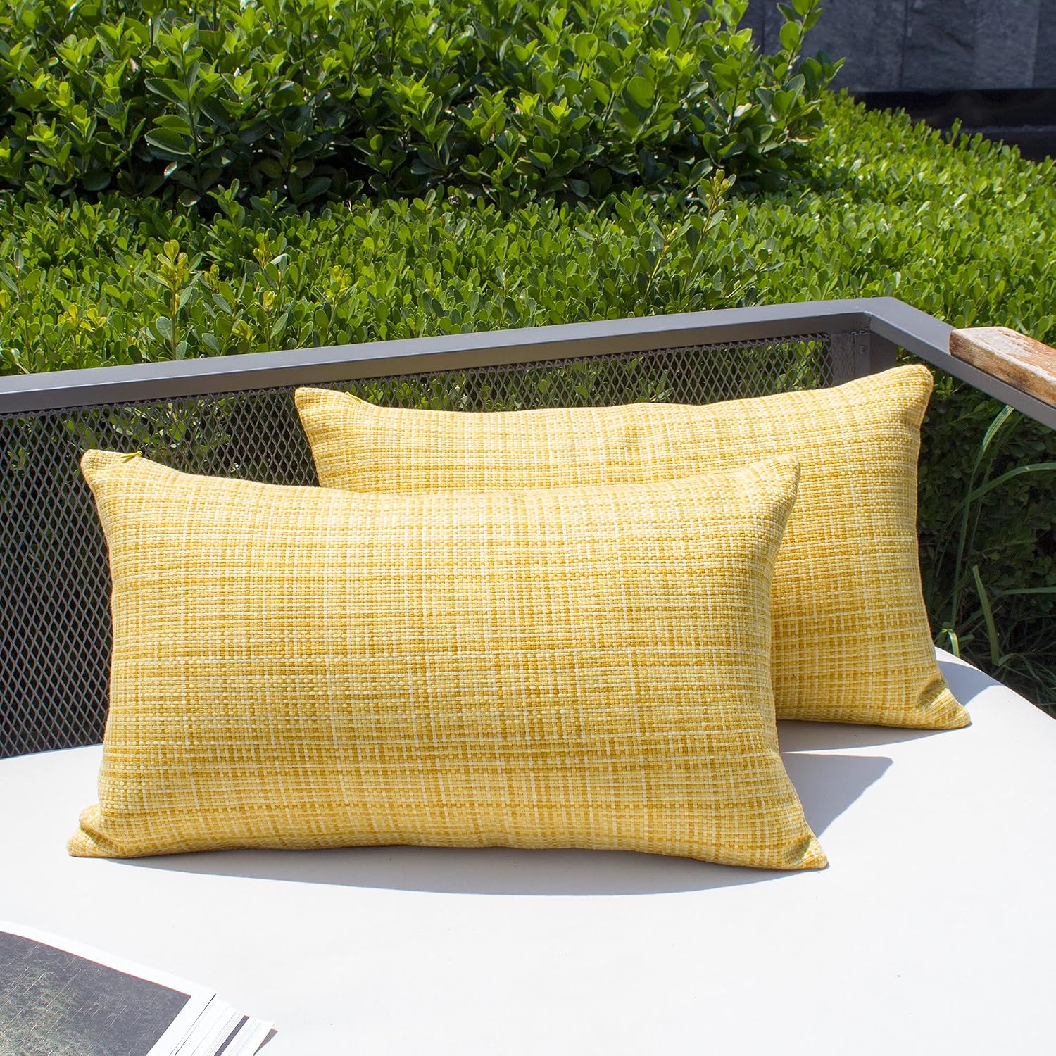 Kevin Textile Pack of 2 Decorative Outdoor Waterproof Throw Pillow Covers Lumbar Pillowcases Modern Cushion Cases for Patio Couch Bench…