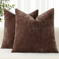 decorUhome Chenille Reddish Brown Throw Pillow Covers 24x24 Inch Set of 2, Decorative Soft Couch Pillow Covers Solid Dyed Accent Farmhouse…