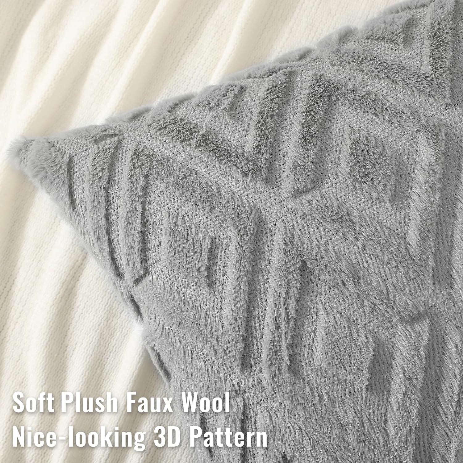 decorUhome Summer Couch Throw Pillow Covers 20x20 Set of 2, Decorative Soft Plush Faux Fur Wool Accent Pillow Covers for Modern Farmhouse B…