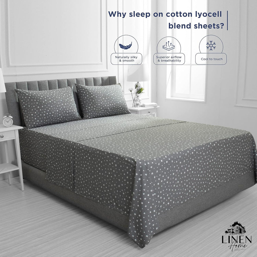 Linen Home Cotton Lyocell Blend Percale Sheet Set Twin Size - 3 Piece Deep Pocket Bedding, Pre-Washed & Shrunk, Crisp Cooling Fabric…
