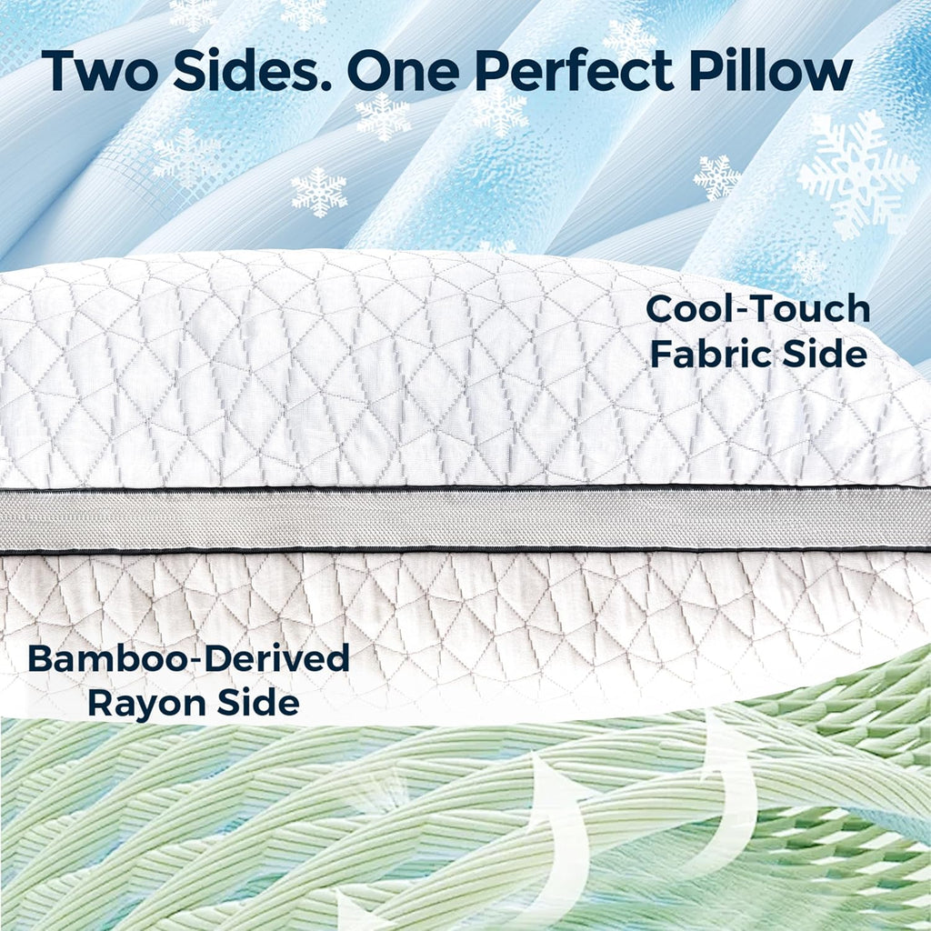 RainmrBedding Rainmr Shredded Memory Foam Cooling Pillow for Sleeping, 20" x 36" King Size Pillow with Dual-Side Pillowcase - Cool & Bamboo…