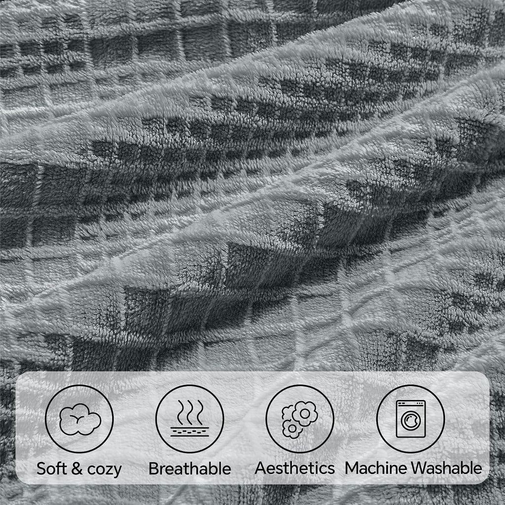 Bedelite Flannel Pillow Cases Queen Size Set of 2, Decorative Waffle Weave Fleece Pillowcasess with Zipper for Bedroom, Sofa, Luxury Cozy P…