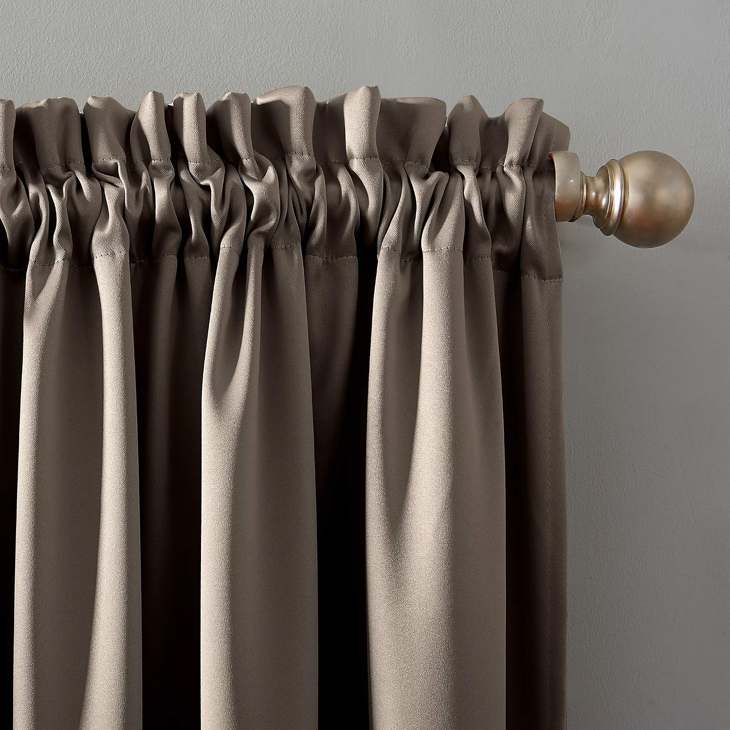 Sun Zero Oslo Theater Grade Extreme Total Blackout Rod Pocket Curtain Panel, 52" x 84", Taupe