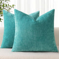 decorUhome Chenille Turquoise Summer Throw Pillow Covers 22x22 Inch Set of 2, Decorative Soft Couch Pillow Covers Solid Dyed Accent Farmhou…