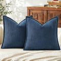 Mecatny Corduroy Summer Throw Pillow Covers 20x20 Set of 2, Neutral Decorative Soft Boho Couch Pillow Covers with Broadside for Sofa…