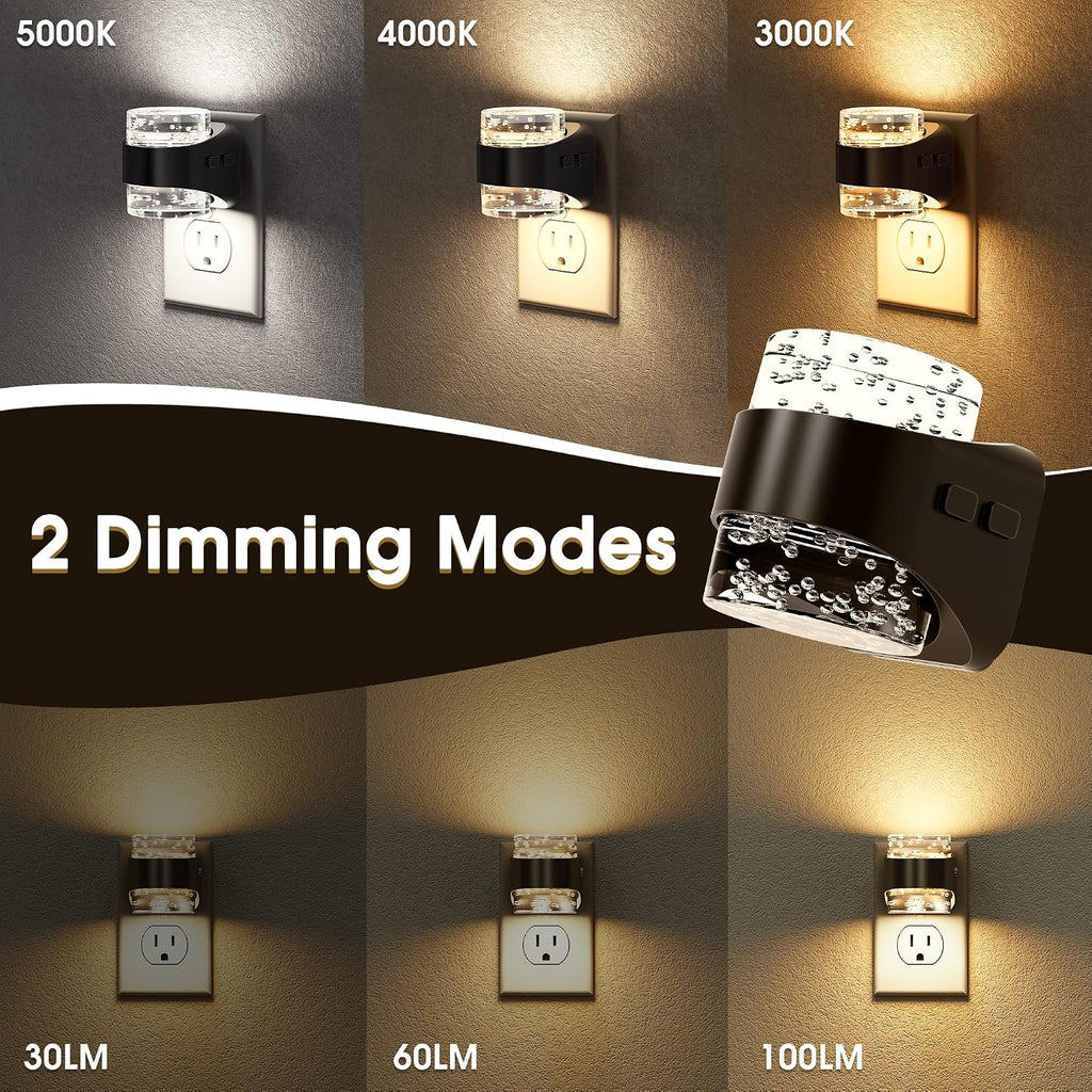 Briignite LED Night Lights Plug into Wall[2 Pack] Dimmable Night Light with Bubble Design 3000K/4000K/5000K & 3 Brightness Levels for…
