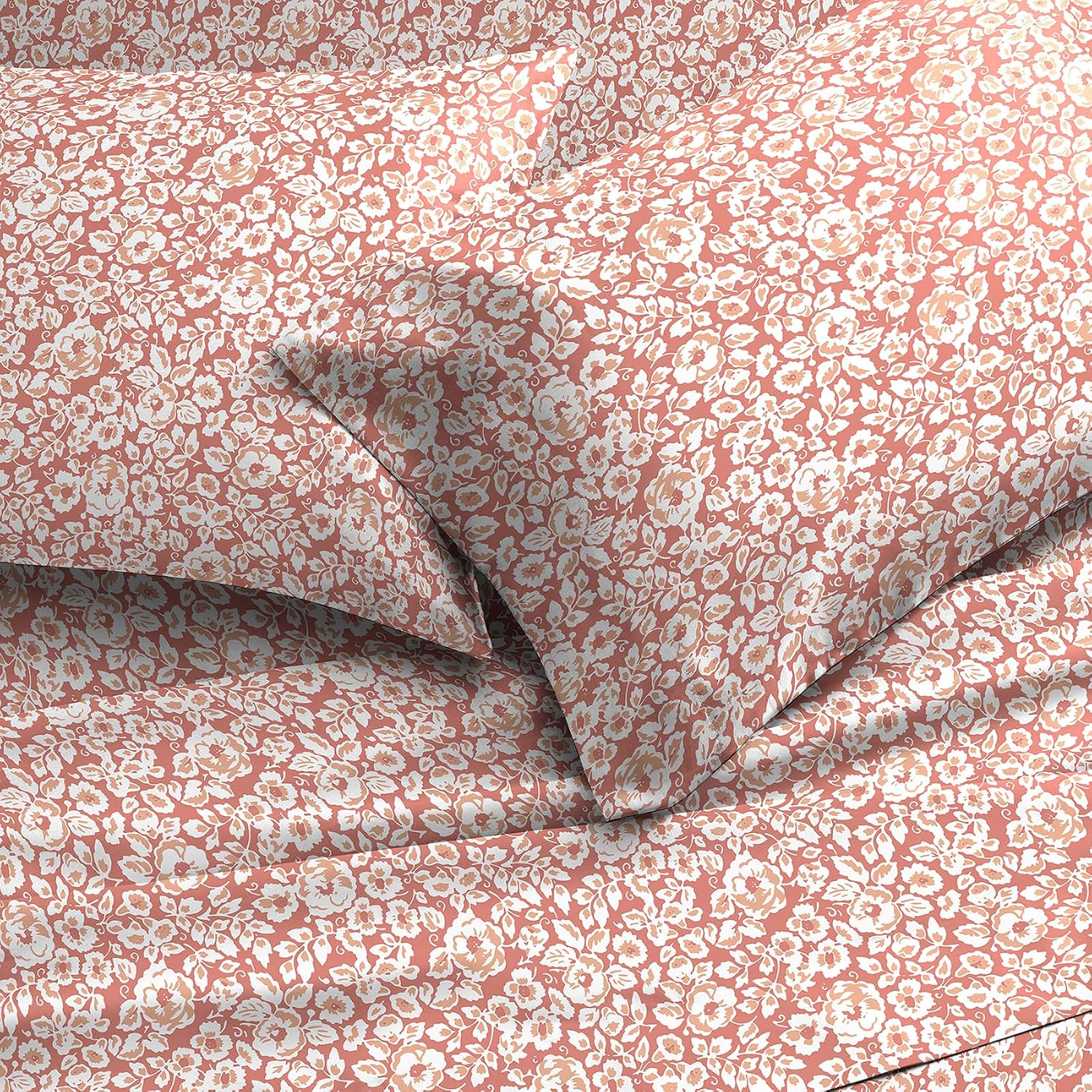 WelhomeByWelspun Welhome 100% Cotton Percale 4-Piece Queen Size Printed Bed Sheets Set, 1 Fitted, 1 Flat Sheet with 2 Pillowcases, Imprint…