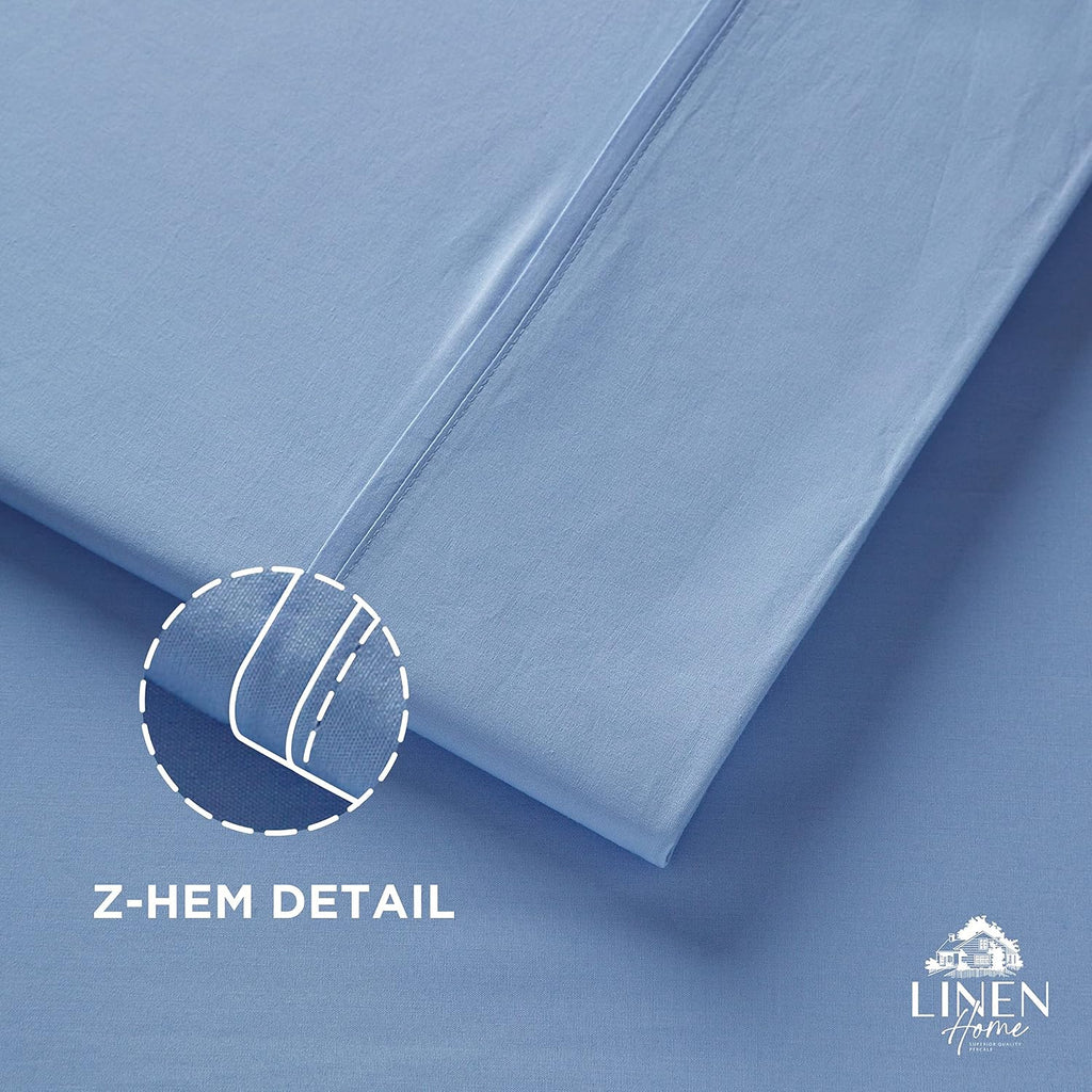 Linen Home 100% Cotton Percale Pillowcases King Size, Baby Blue, 2 Pieces of Pillow Case, Crisp and Cool Strong Bed Linen, 20 inches X 36…