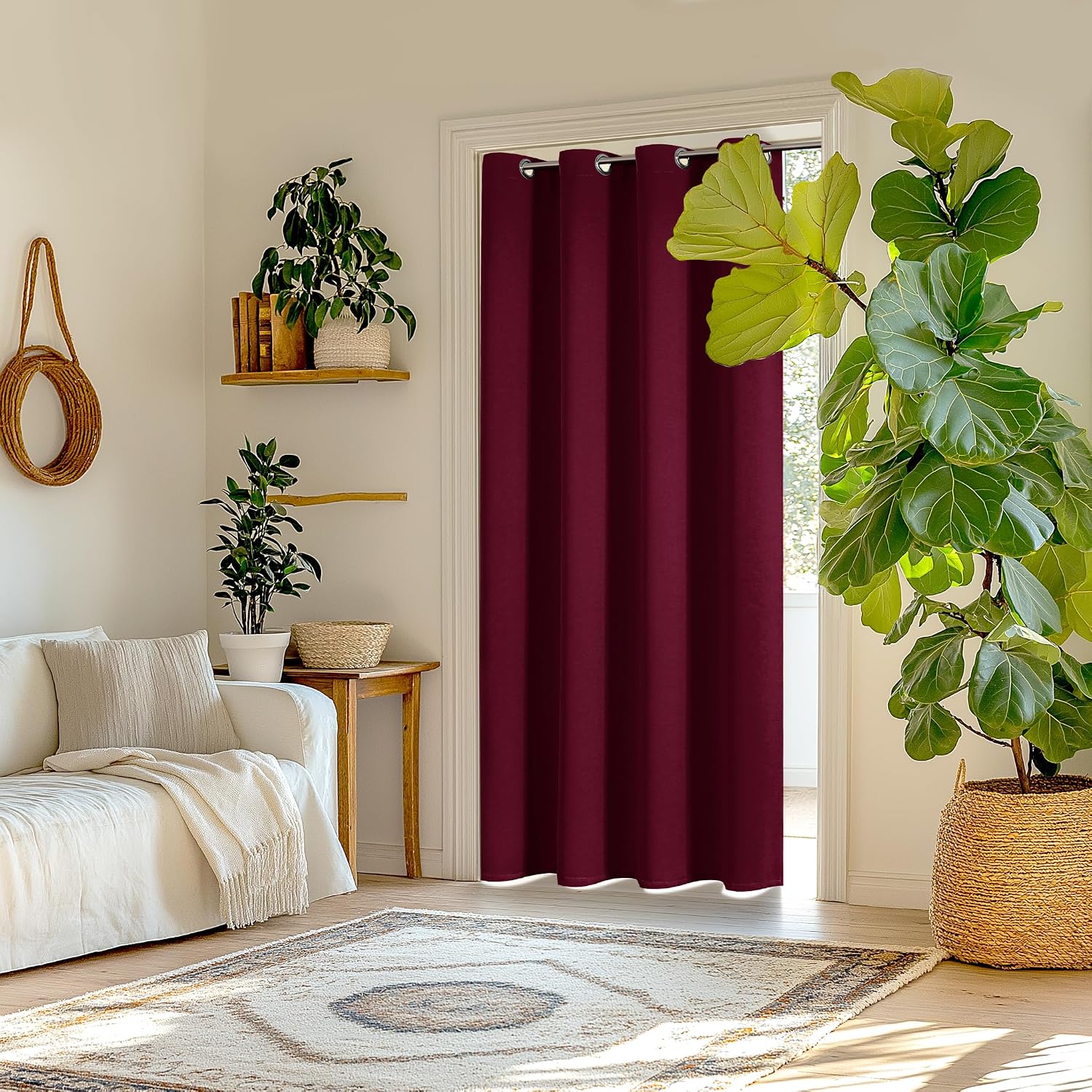 ChrisDowa Blackout Door Curtains for Doorway Privacy, Grommet Closet Curtains for Bedroom Closet Door, Thermal Insulated Doorway Cover Room…