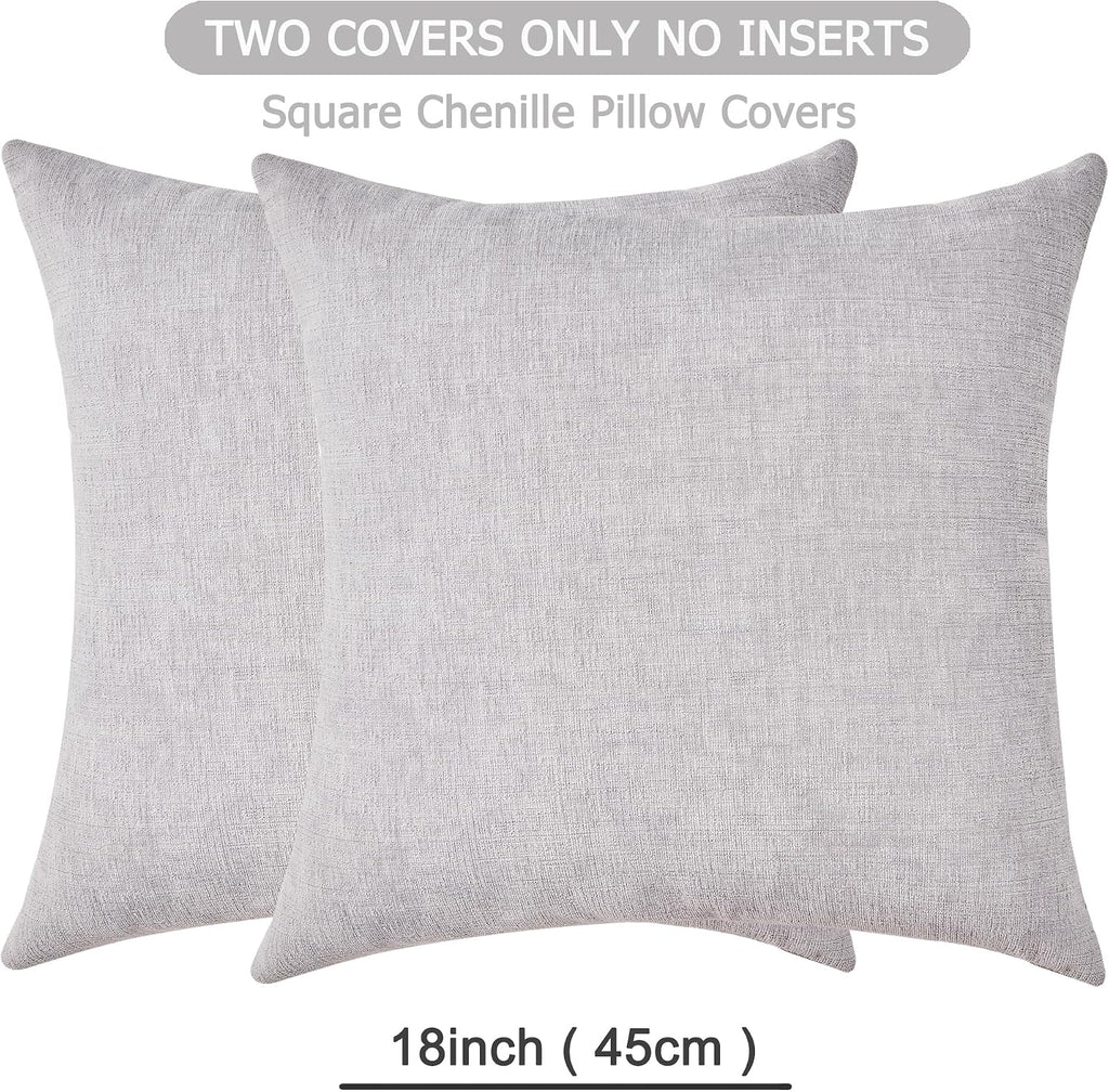 Gawamay Decorative Square Throw Pillow Covers 18"x18" Inch Set of 2, Super Soft Chenille Pillows Farmhouse Fall Pillowcase for Living Room…
