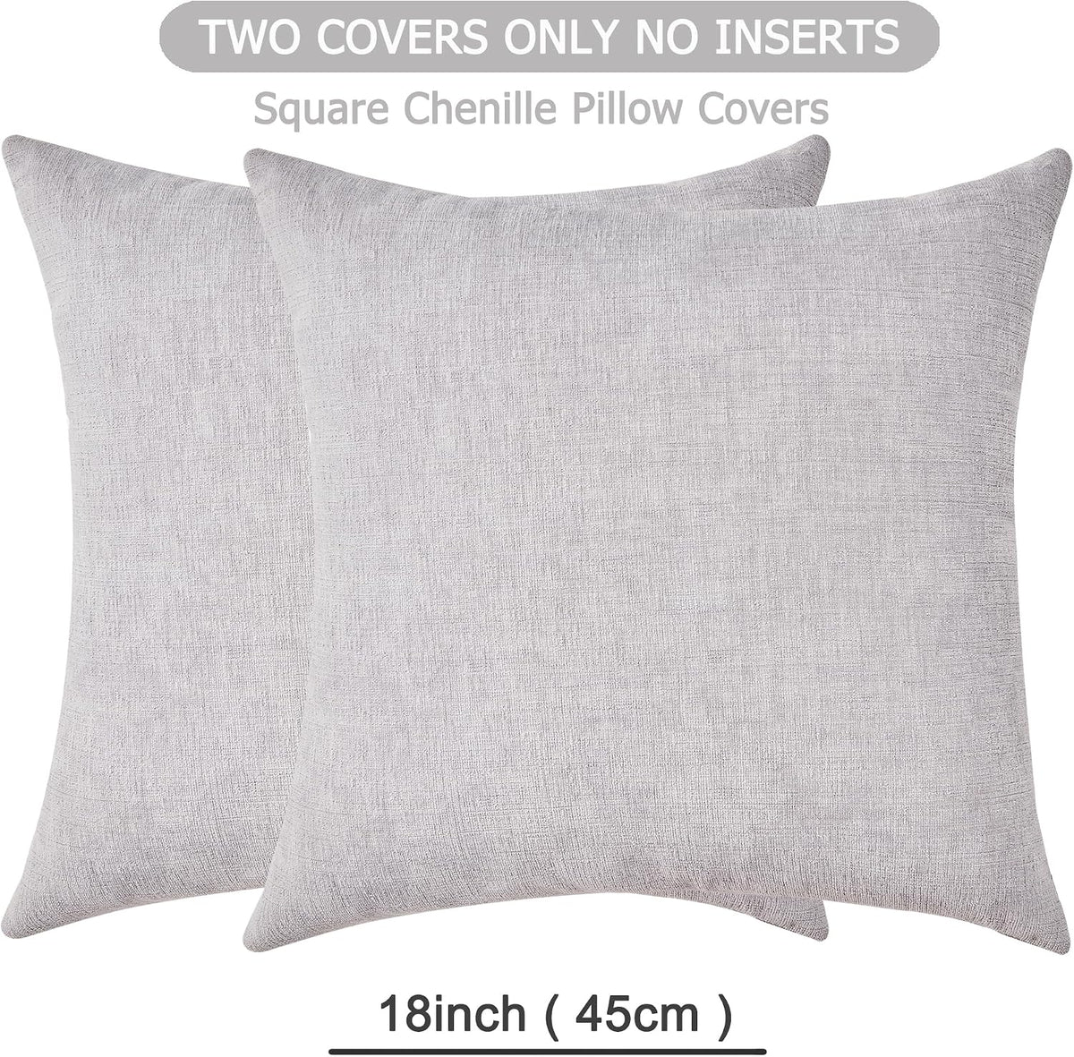 Gawamay Decorative Square Throw Pillow Covers 18"x18" Inch Set of 2, Super Soft Chenille Pillows Farmhouse Fall Pillowcase for Living Room…