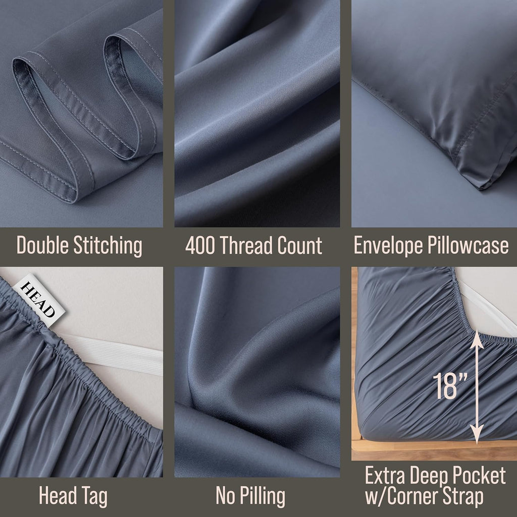 Bella Coterie Luxury Bamboo Viscose Twin Size Sheet Set | 100% Organically Grown | Ultra Soft | Cooling for Hot Sleepers | 18" Deep…