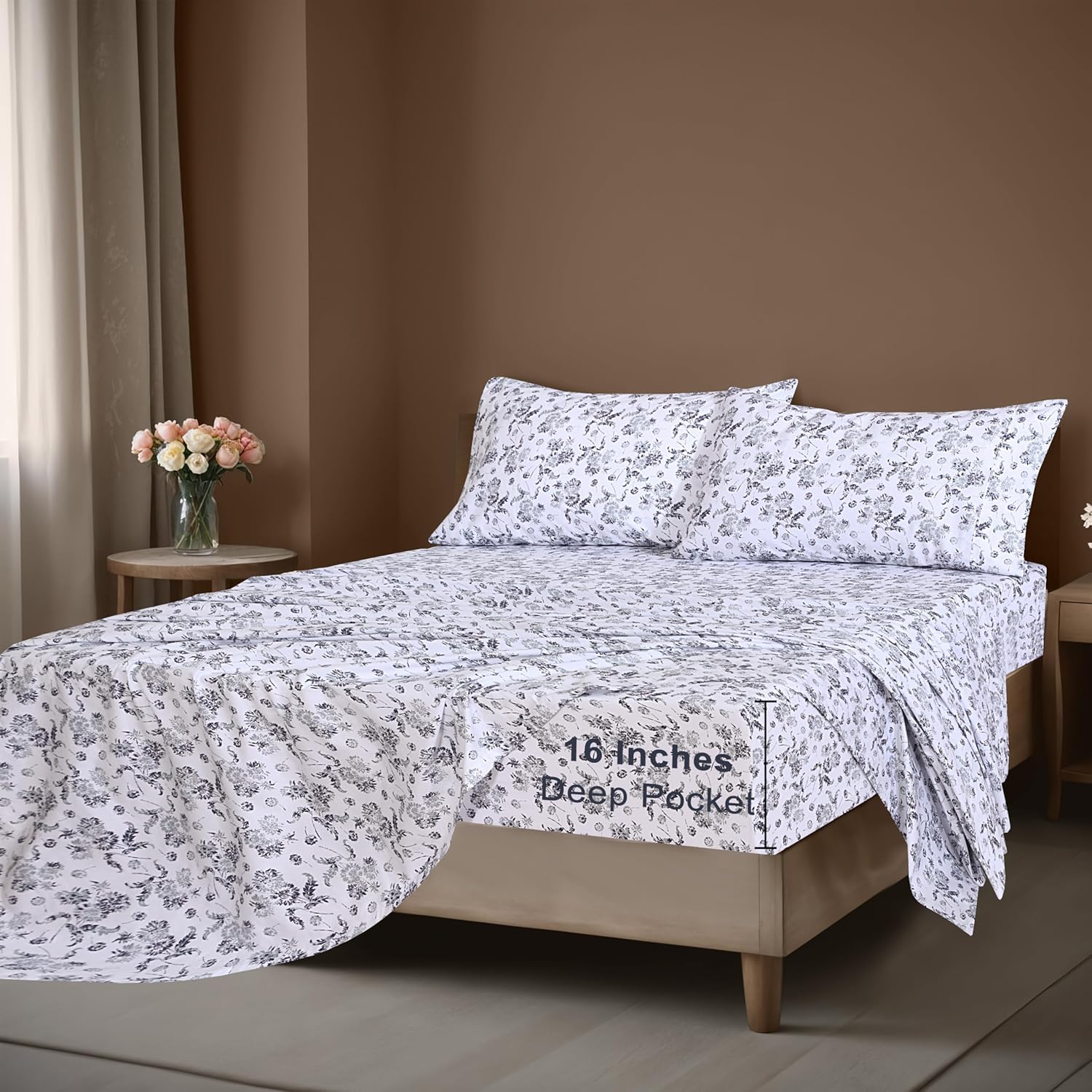 Zoyer 100% Cotton Sheets – Twin XL Size Percale Bedding, Cooling & Breathable, Durable with a Crisp, Soft & Comfortable Feel, 16" Deep Pock…