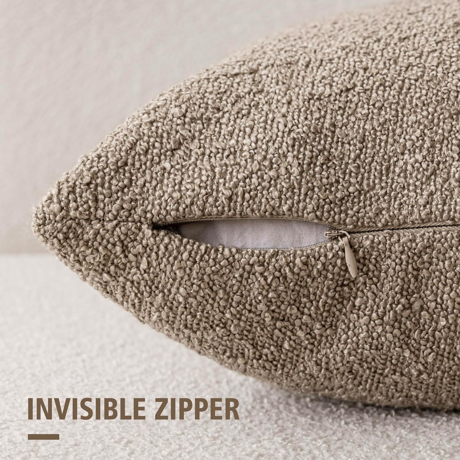 Foindtower Decorative Textured Boucle Throw Pillow Covers Accent Solid Pillow Cases Neutral Soft Cozy Couch Cushion Case for Chair Sofa…