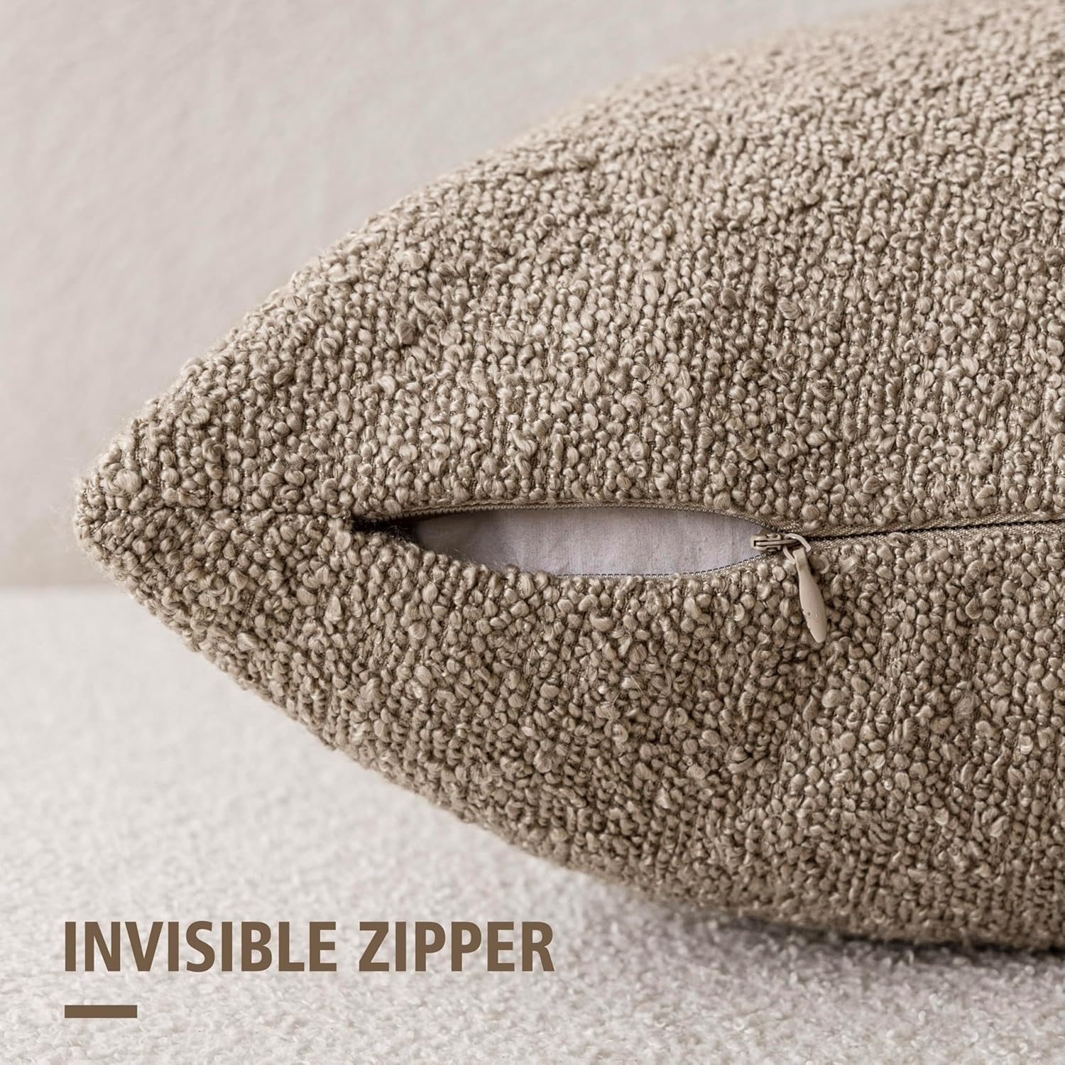 Foindtower Decorative Textured Boucle Throw Pillow Covers Accent Solid Pillow Cases Neutral Soft Cozy Couch Cushion Case for Chair Sofa…