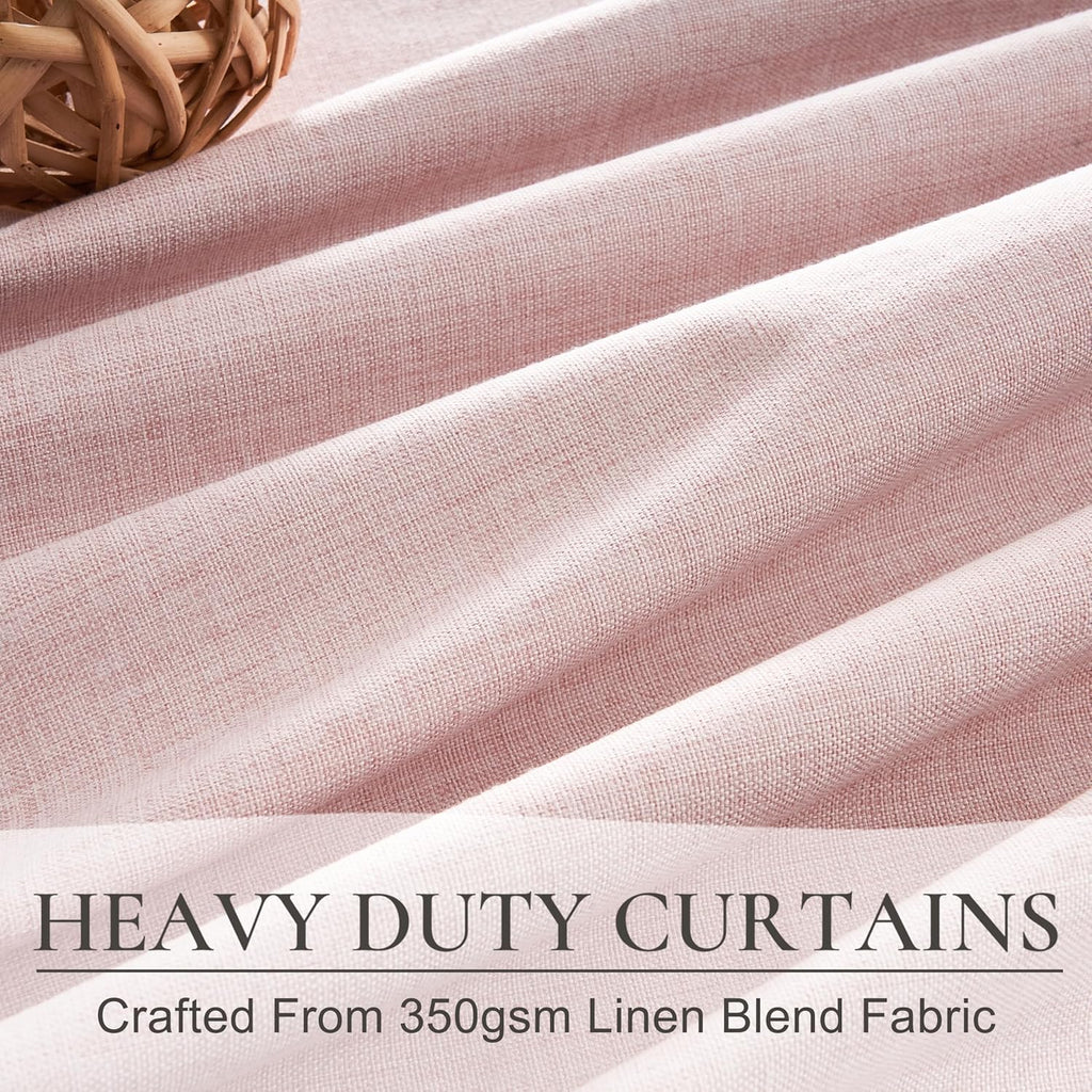 Qjmydeco Cute Baby Pink Extra Wide Curtains 70 Inches Wide for Grils Bedroom 2 Panels Set, Heavy Duty Pleated 84 Inch Long Linen Blackout Sl…