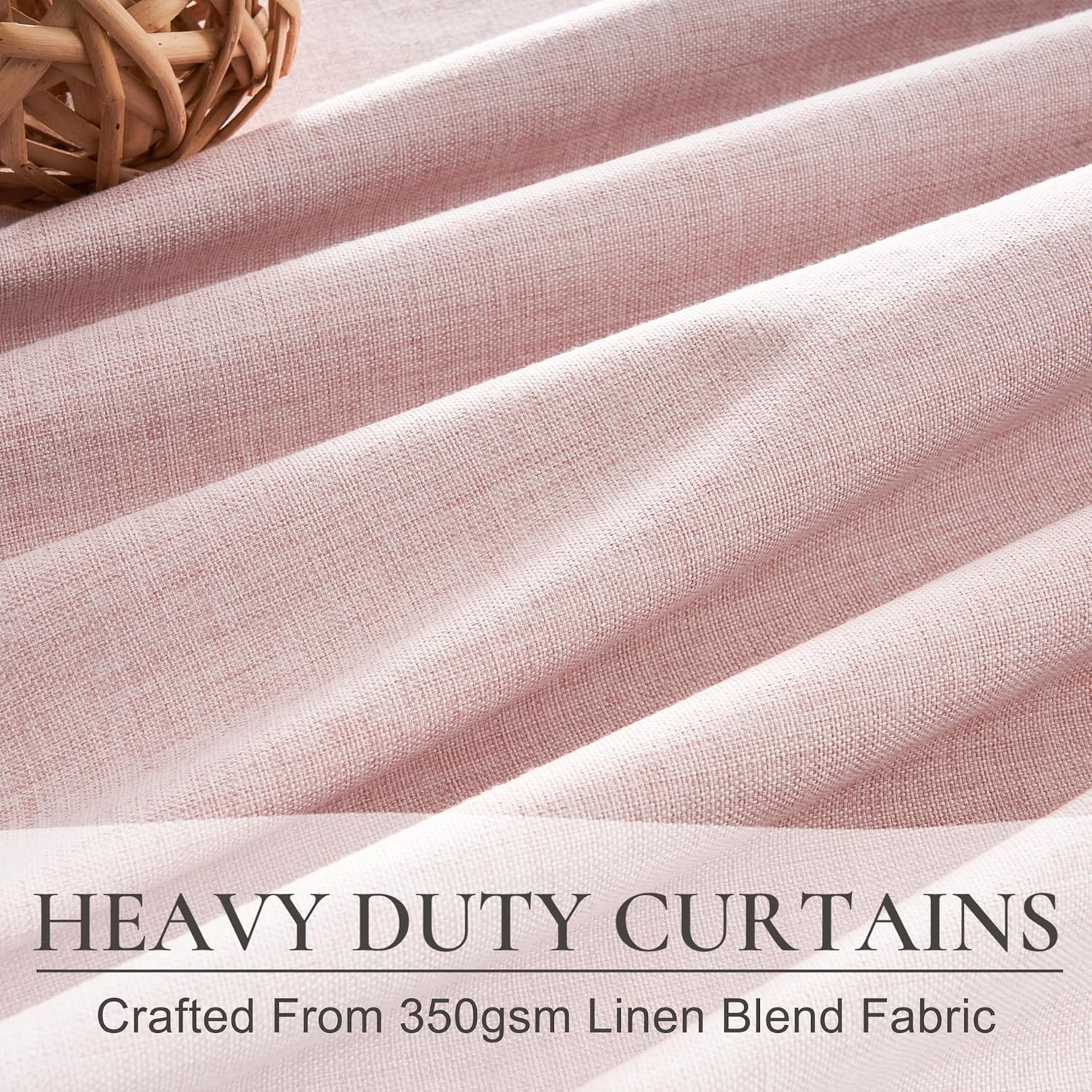 Qjmydeco Cute Baby Pink Extra Wide Curtains 70 Inches Wide for Grils Bedroom 2 Panels Set, Heavy Duty Pleated 84 Inch Long Linen Blackout Sl…