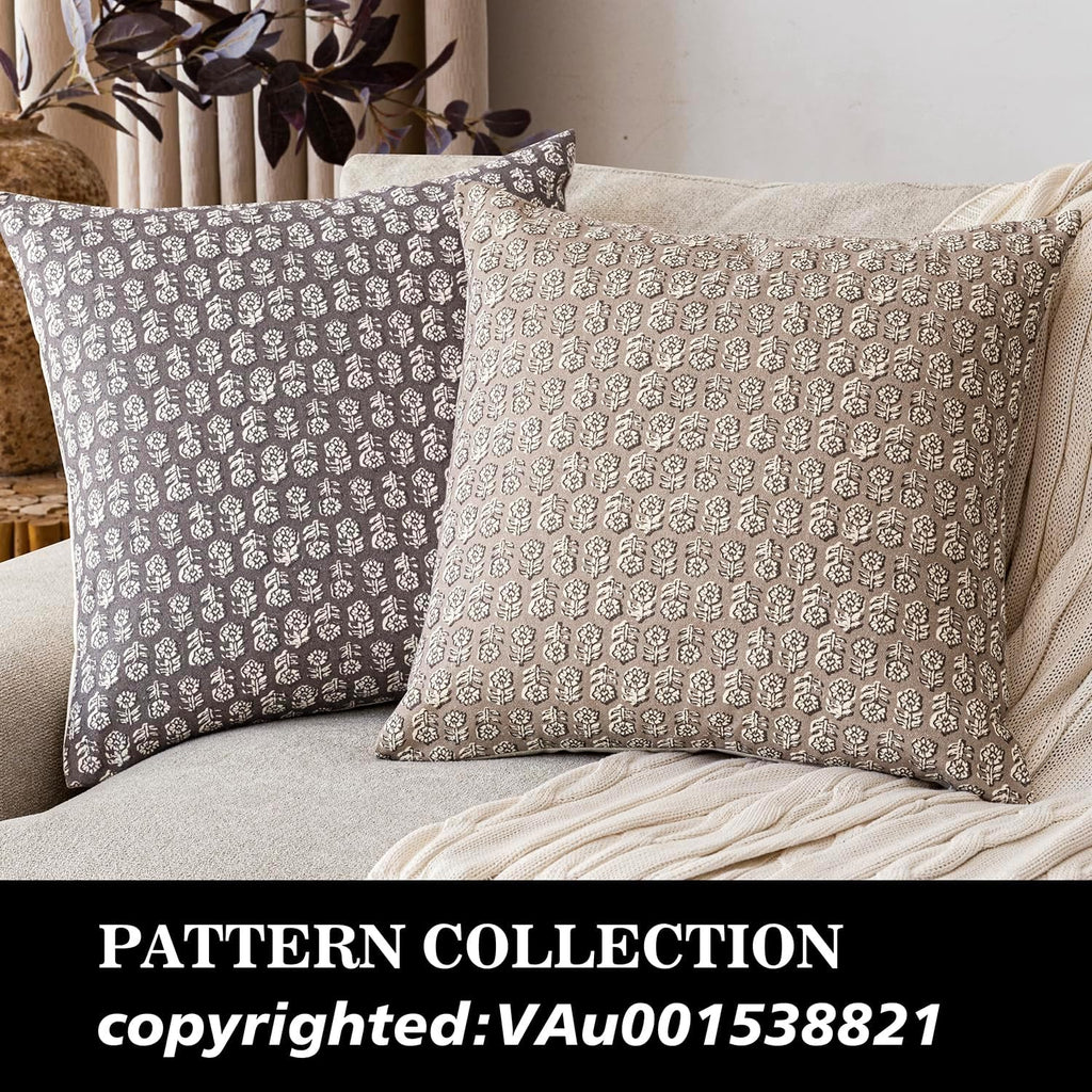 Foindtower Set of 2 Decorative Vintage Floral Print Throw Pillow Covers Neutral Modern Farmhouse Cushion Covers Boho Home Decor for Sofa…