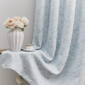 Beauoop Blue Floral Jacquard Blackout Curtains 96 Inches Long 2 Panels for Bedroom Living Room Chenille Flower Room Darkening Thermal…