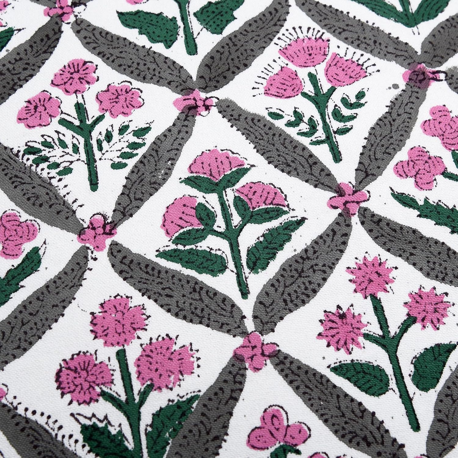 Ridhi Block Print Pink and White Pillow Cover 18" x 18" (Pack of 2) Decorative Couch Pillows for Living Room, Chic Boho Cute Outdoor Pillow…