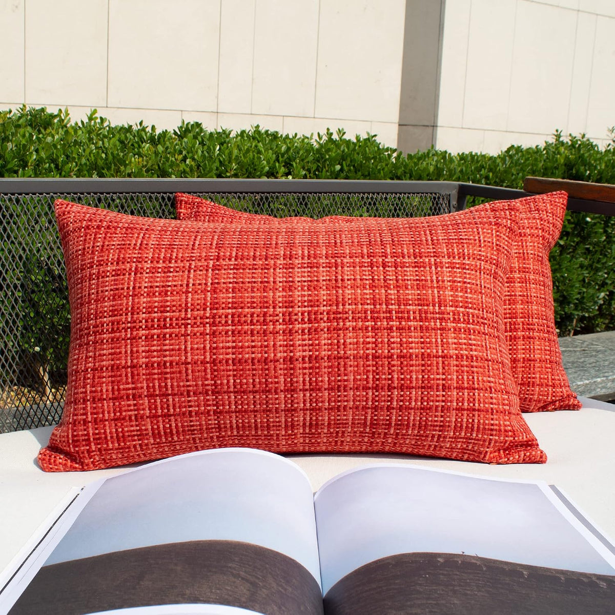 Kevin Textile Outdoor Waterproof Throw Pillow Covers 12x24 Inch Pack of 2 Woven Faux Linen Farmhouse Decorative Water Resistant Lumbar…