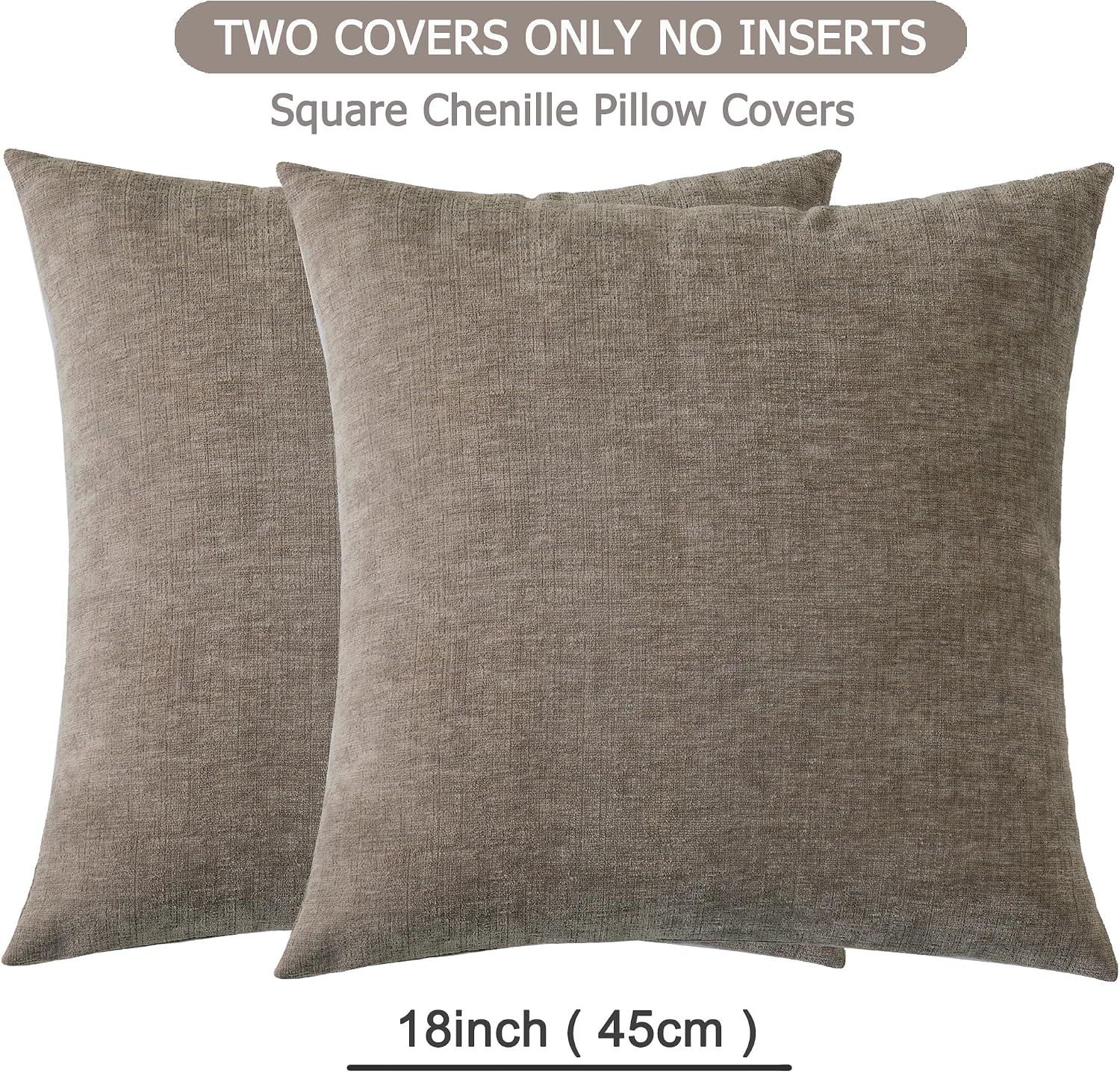 Gawamay Decorative Square Throw Pillow Covers 18"x18" Inch Set of 2, Super Soft Chenille Pillows Farmhouse Fall Pillowcase for Living Room…