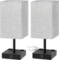 Bedside Table Lamps Set of 2 - Touch Nightstand Lamp for Bedroom with USB C+A Charging Ports & AC Outlets, 3-Way Dimmable Desk Lamp Grey…