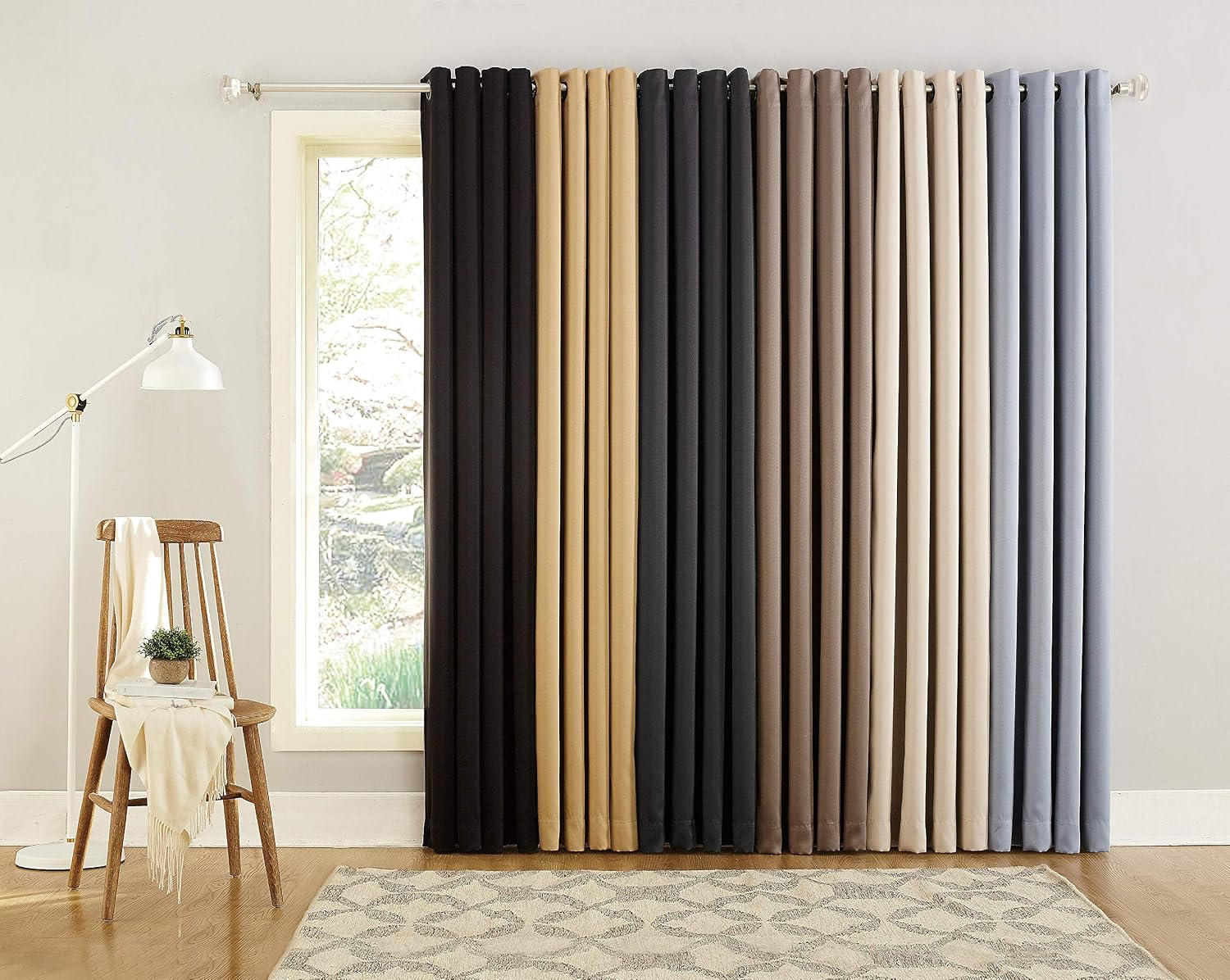 Sun Zero Nordic Theater Grade Extreme 100% Blackout Grommet Curtain Single Panel, 52" x 54", Taupe