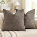 decorUhome Chenille Throw Pillow Covers 22x22 Set of 2, Square Decorative Pillow Covers with Zipper for Couch, Sofa, Living Room, Taupe Grey
