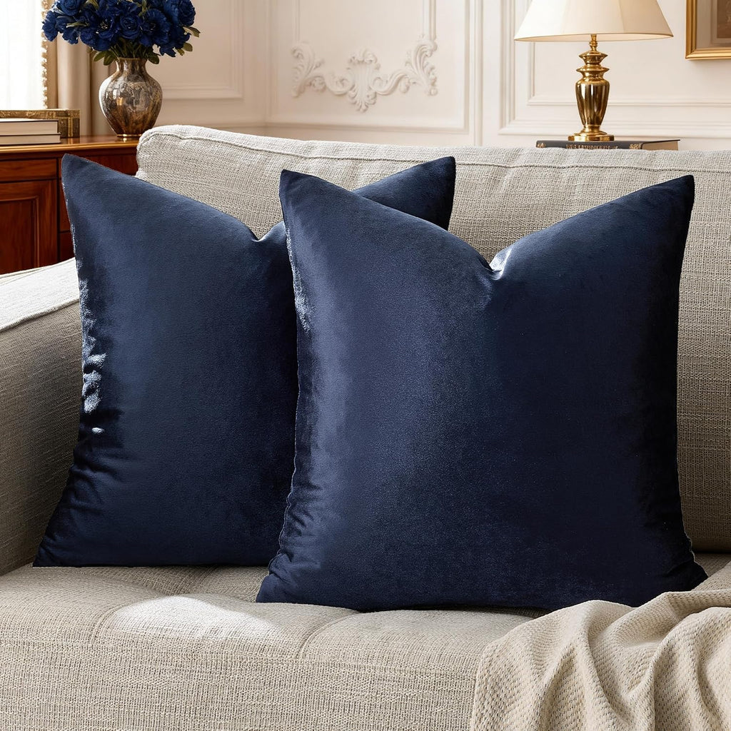GIGIZAZAFocusingonhomedecoration GIGIZAZA Navy Blue Velvet Pillow Covers 22x22, Square Solid Throw Pillow Covers Decorative Modern Pillows B…